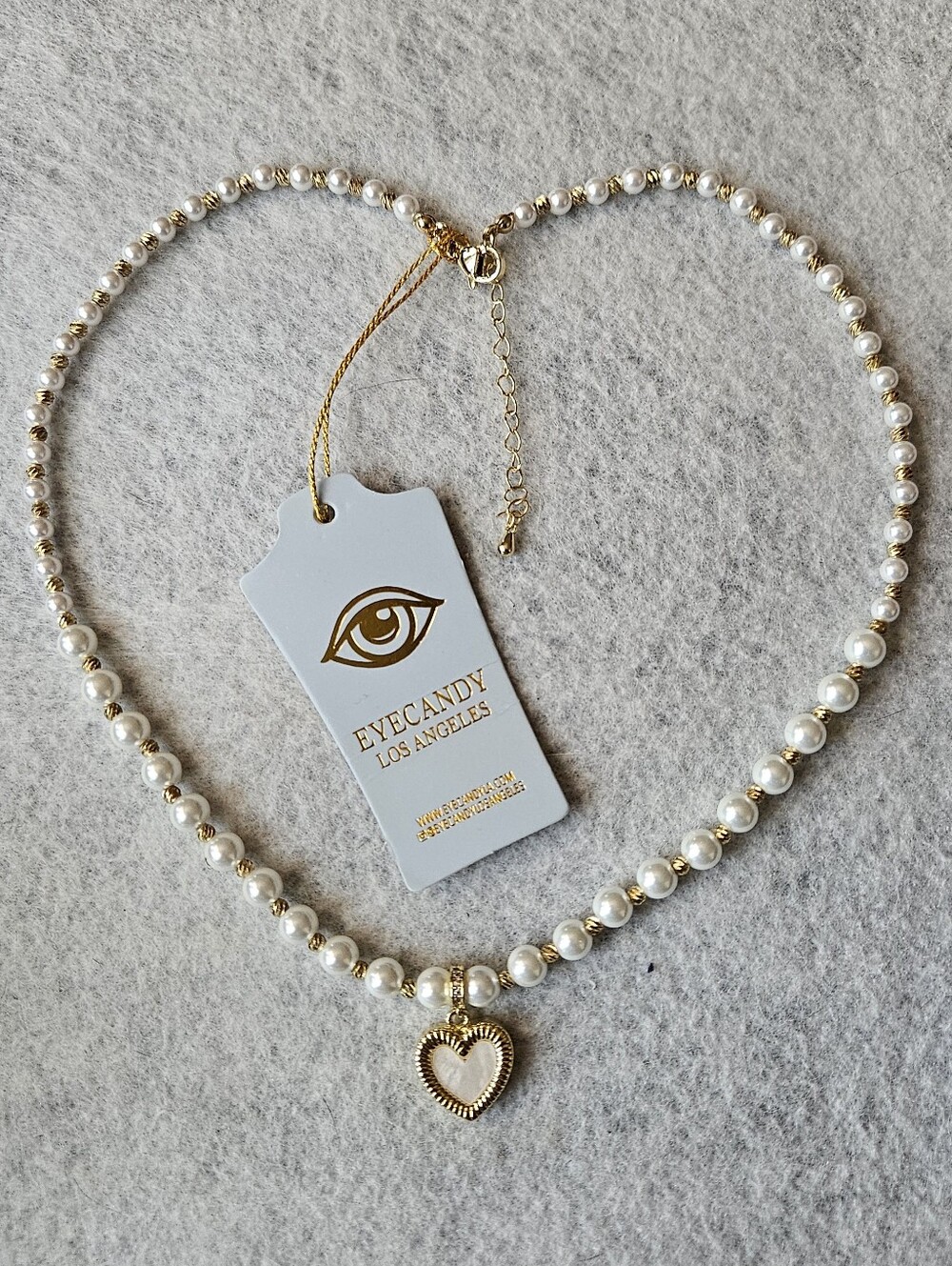 Eye Candy Gold & Pearl Heart Pendant Necklace